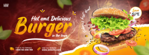 Red Burger Promotion Zdjęcie w tle na Facebooka Template