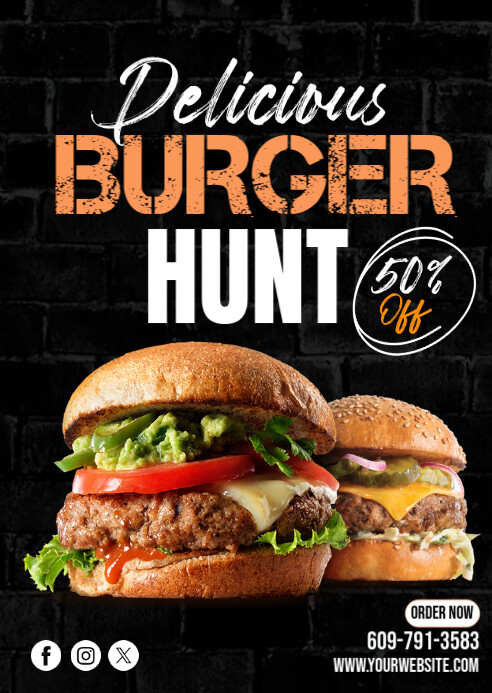 Delicious Burger Hunt A6 template