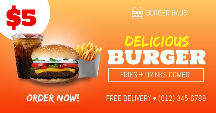Delicious Burger Promo Template | PosterMyWall