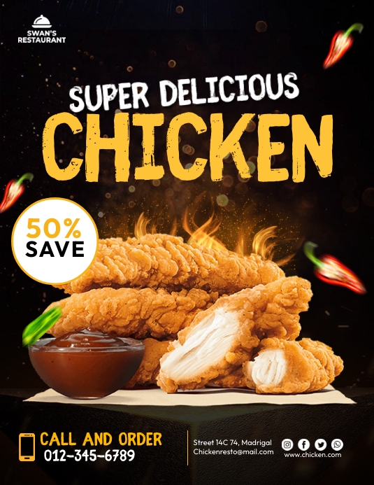 Delicious Chicken Menu Template | PosterMyWall