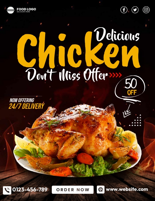 Delicious Chicken Menu Template | PosterMyWall