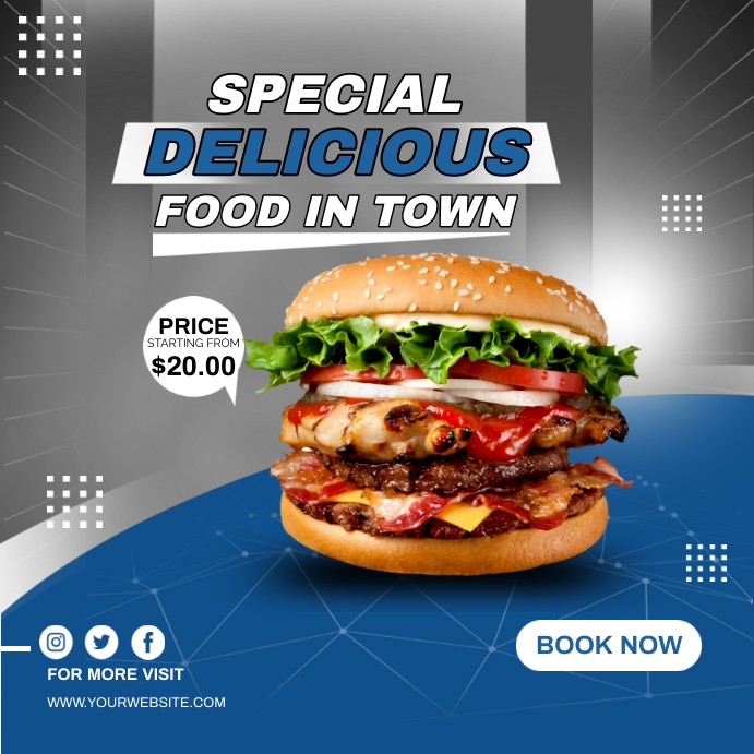 Delicious Food In Town Template | PosterMyWall