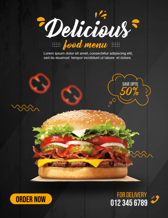 Menu Ad Example Delicious Food Menu AD Template | PosterMyWall