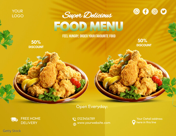 Delicious Food Menu Ads Template | PosterMyWall