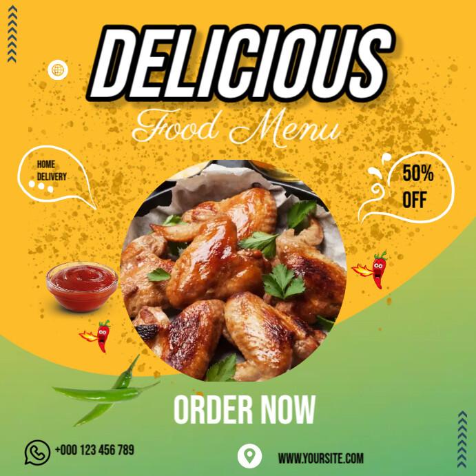 Delicious Food Menu Ads Template | PosterMyWall