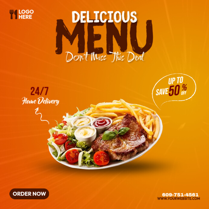 Delicious Food Menu Ads Template | PosterMyWall
