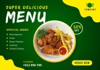 Delicious Food Menu Banner Design Template Postcard