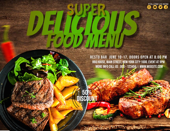 Delicute Menu Copy of Delicious Food Menu | PosterMyWall