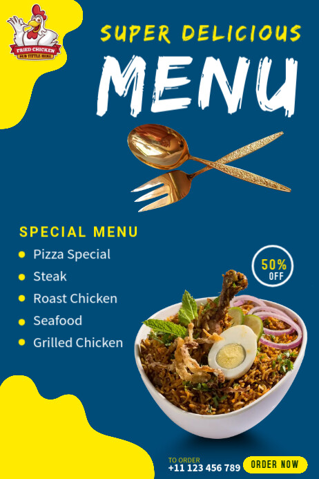 Delicious Food Menu Poster template