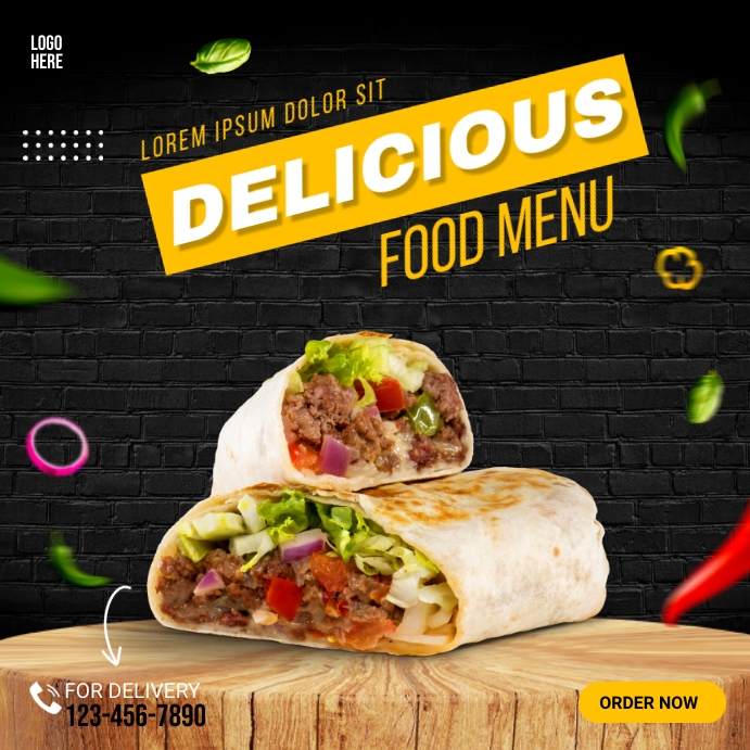 Delicious Food Menu Template | PosterMyWall
