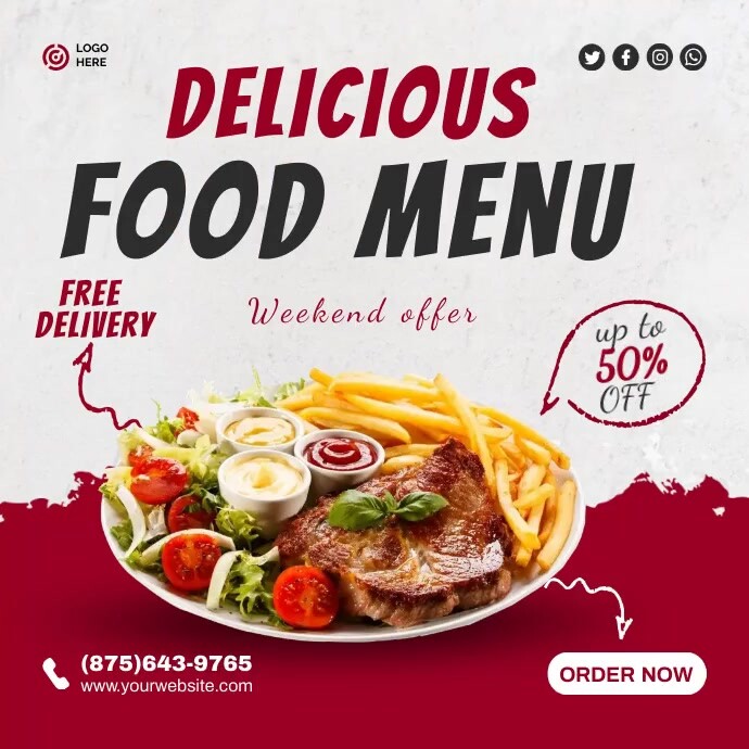 Delicious Food Menu Instagram-Beitrag template