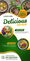 Delicious Food Menu Flyer Roll Up Banner 3' × 6' template