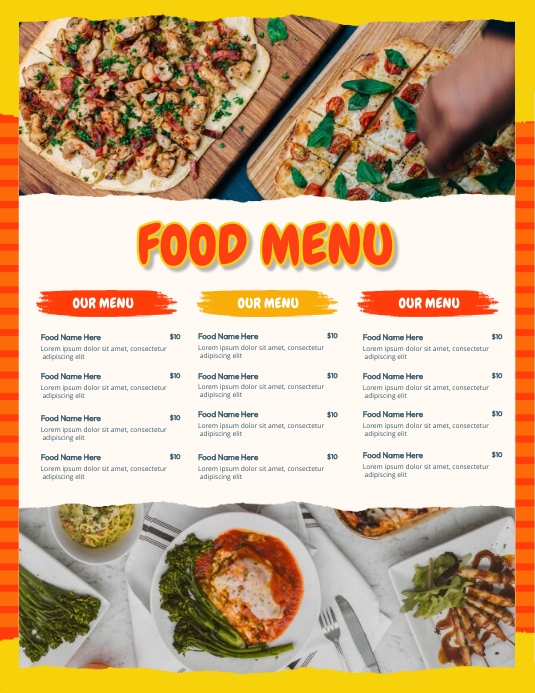 Menu Liost Copy of Delicious Food Menu List | PosterMyWall