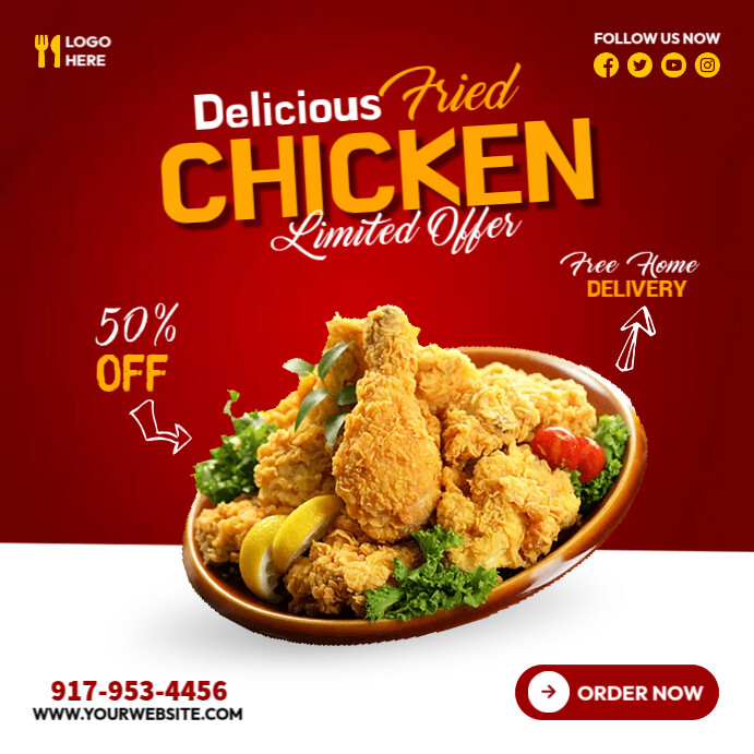 Delicious Fried Chicken Menu Template | PosterMyWall