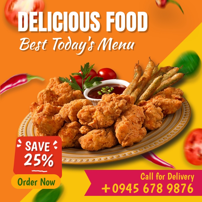 Delicious Fried Chicken Menu Template | PosterMyWall