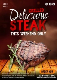 Delicious Grilled Steak A4 template