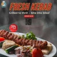 Delicious Kebab Promo — Bold Rustic Typography with Warm Red Accents on Dark Background Post Instagram template