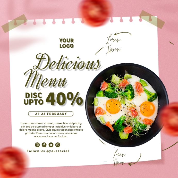 Delicious Menu Ads Instagram Post template