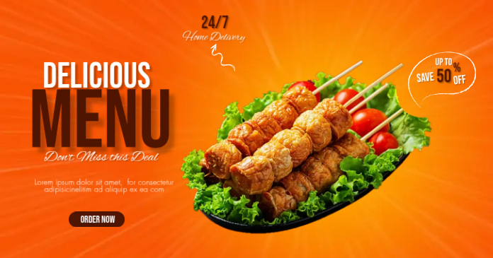 Delicious Menu Ads Template | PosterMyWall