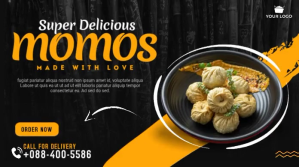 Delicious momos and food menu twitter post template