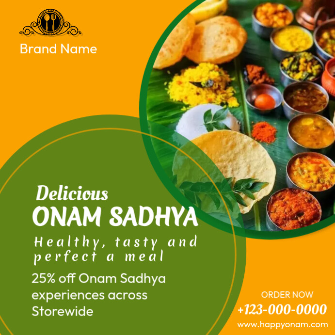 Delicious Onam Sadya Discount Template Design Instagram Post