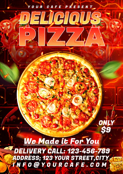 DELICIOUS PIZZA FLYER Template | PosterMyWall