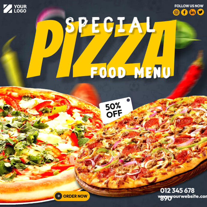 Copy of Delicious Pizza Menu PosterMyWall