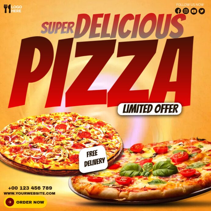 Delicious Pizza Menu Template PosterMyWall