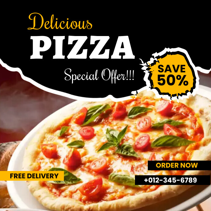 Pizza Poster Example Delicious Pizza Poster Template | PosterMyWall