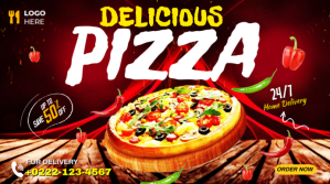 DELICIOUS PIZZA POSTER Ecrã digital (16:9) template