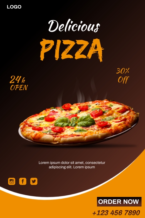Pizza Poster Example Delicious Pizza Poster Template | PosterMyWall