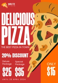 Delicious Pizza Red Cartoon Version A4 template