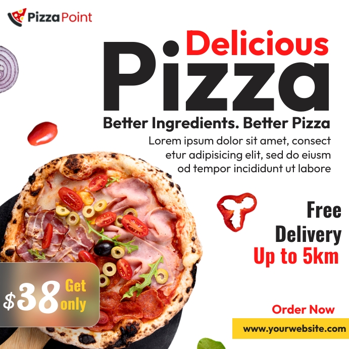 Delicious Pizza Sale โพสต์บน Instagram template