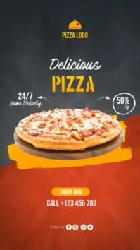 Delicious Pizza Social Media Post Affichage numérique (9:16) template