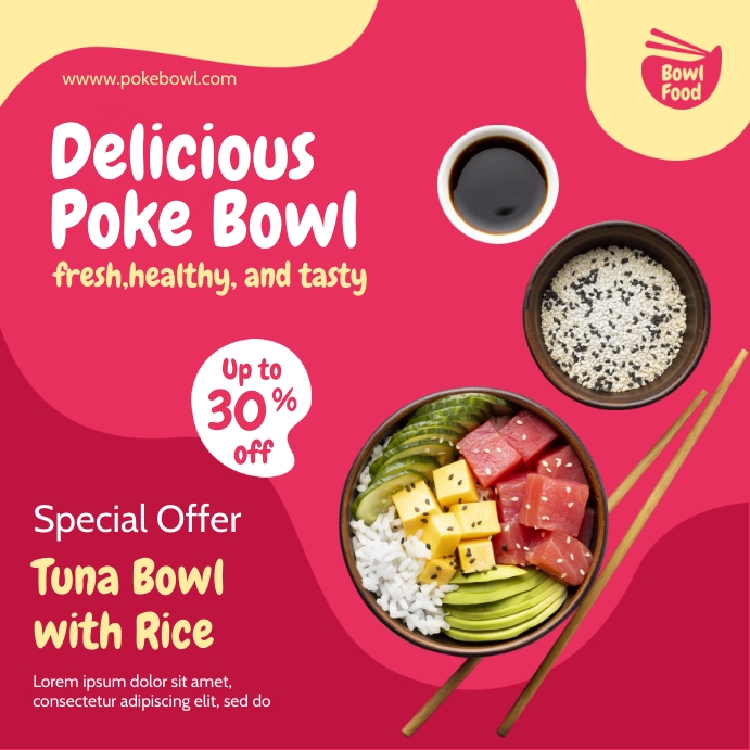 Delicious Poke Bowl Template Instagram Post