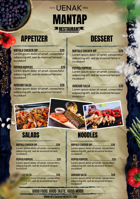 Delicious Restaurant Menu Ads Template | PosterMyWall
