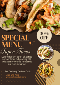 Brown Taco Special Menu A3 Template