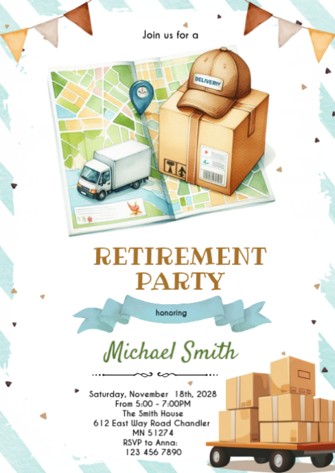 Delivery driver retirement invitation Template | PosterMyWall
