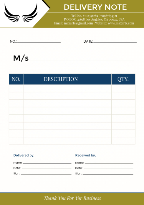 Delivery Note Sticker Delivery Note A4 Templates | PosterMyWall