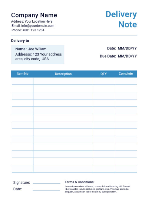 Copy of Delivery Note Template | PosterMyWall
