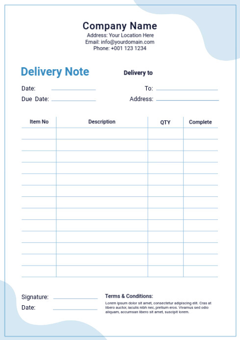 Delivery Note Template | PosterMyWall