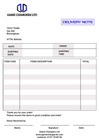 Delivery Note Sticker White Delivery Note A4 Template | PosterMyWall