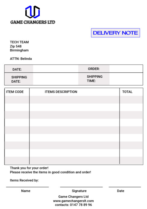 DELIVERY NOTE TEMPLATE | PosterMyWall