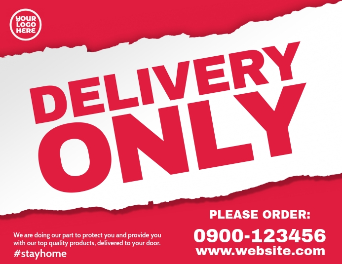 Delivery Only Signage Delivery Only restaurant store front poster Template | PosterMyWall
