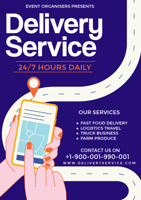 Blue Delivery Service Flyer A3 Template | PosterMyWall