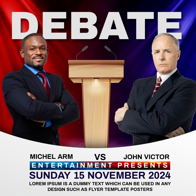 Debate Post Layout Democracy debate political instagram post Template | PosterMyWall