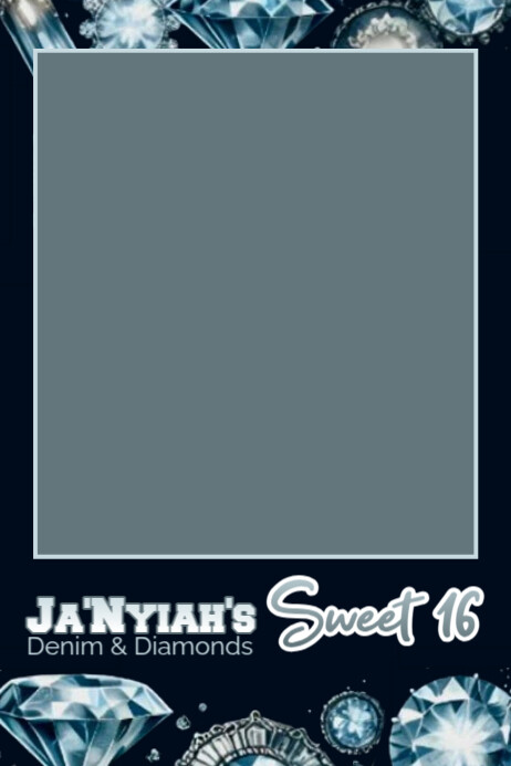 Denim & Diamonds Sweet 16 Birthday Party 4x6 Photo Frame Template Banner 4' × 6'