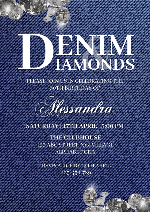 Denim And Diamonds Invitation Templates Free prntbl Denim And Diamonds Invitation Templates Free prntbl