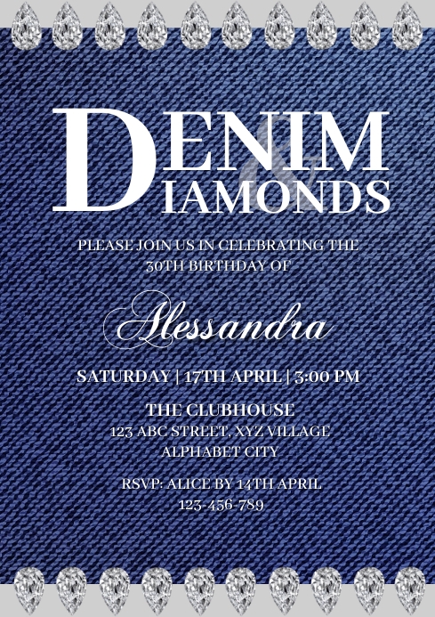 Denim and Diamonds Invitation Template | PosterMyWall