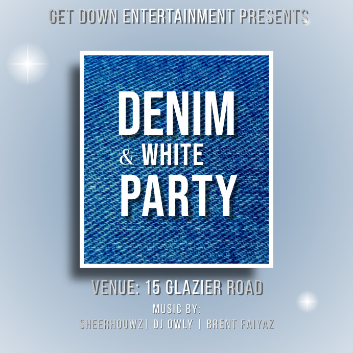 Denim and white party poster Template | PosterMyWall